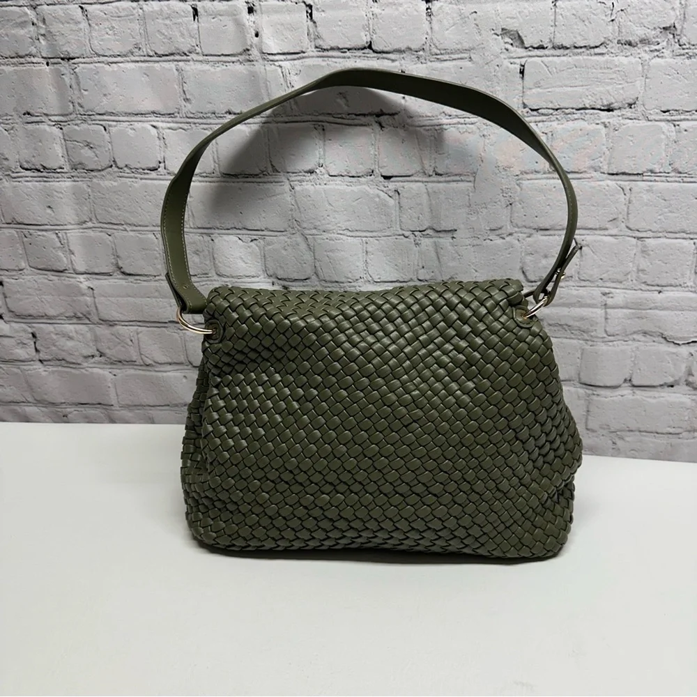 Anthropologie Melie Bianco Natalia Medium Vegan Leather Bag in Olive